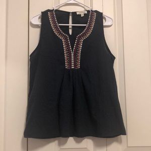 NWOT Monteau sleeveless navy blue blouse
